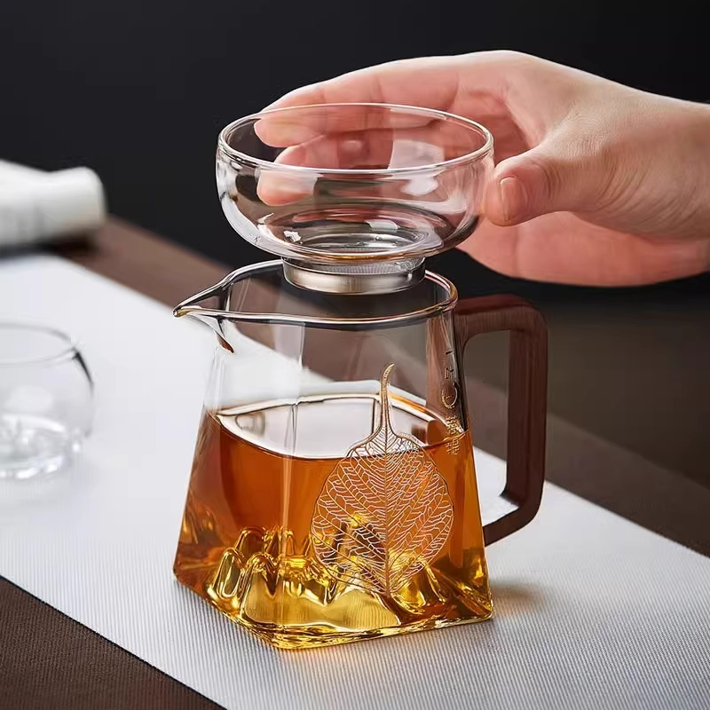 木柄公道杯加厚玻璃耐热泡茶过滤公杯防烫功夫茶具配件茶海分茶器