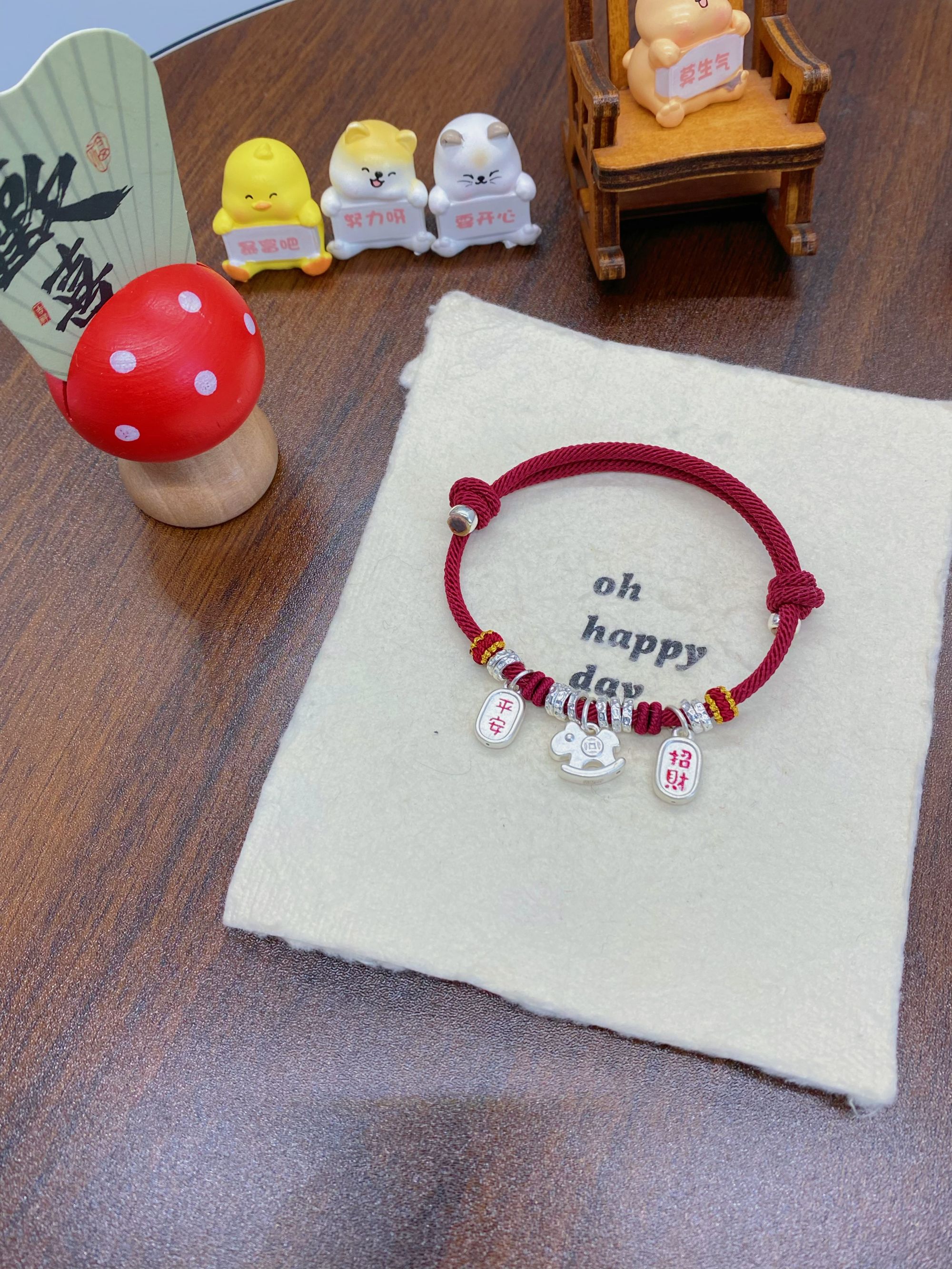 足银手链 纯银通用女编绳首饰素款手绳宝宝民族风复古宫廷小众