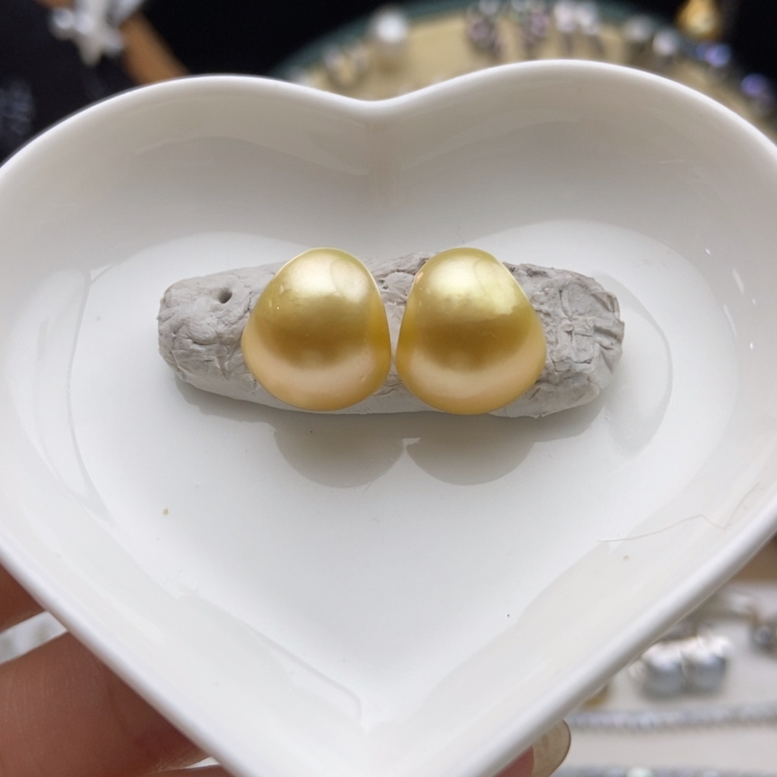 银S925镶嵌画框海水珍珠金珠耳包