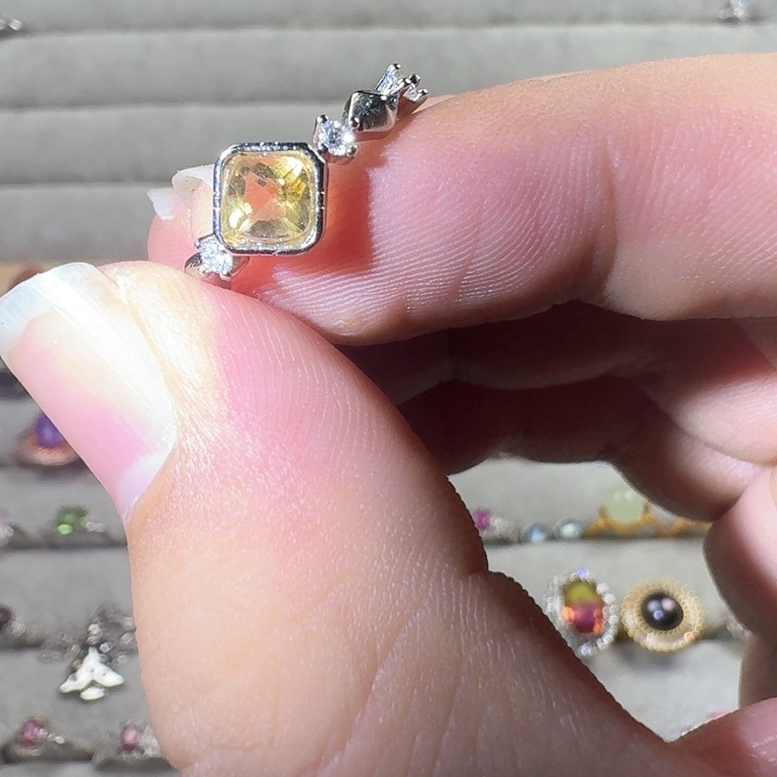 芙蓉石戒指银S925镶嵌