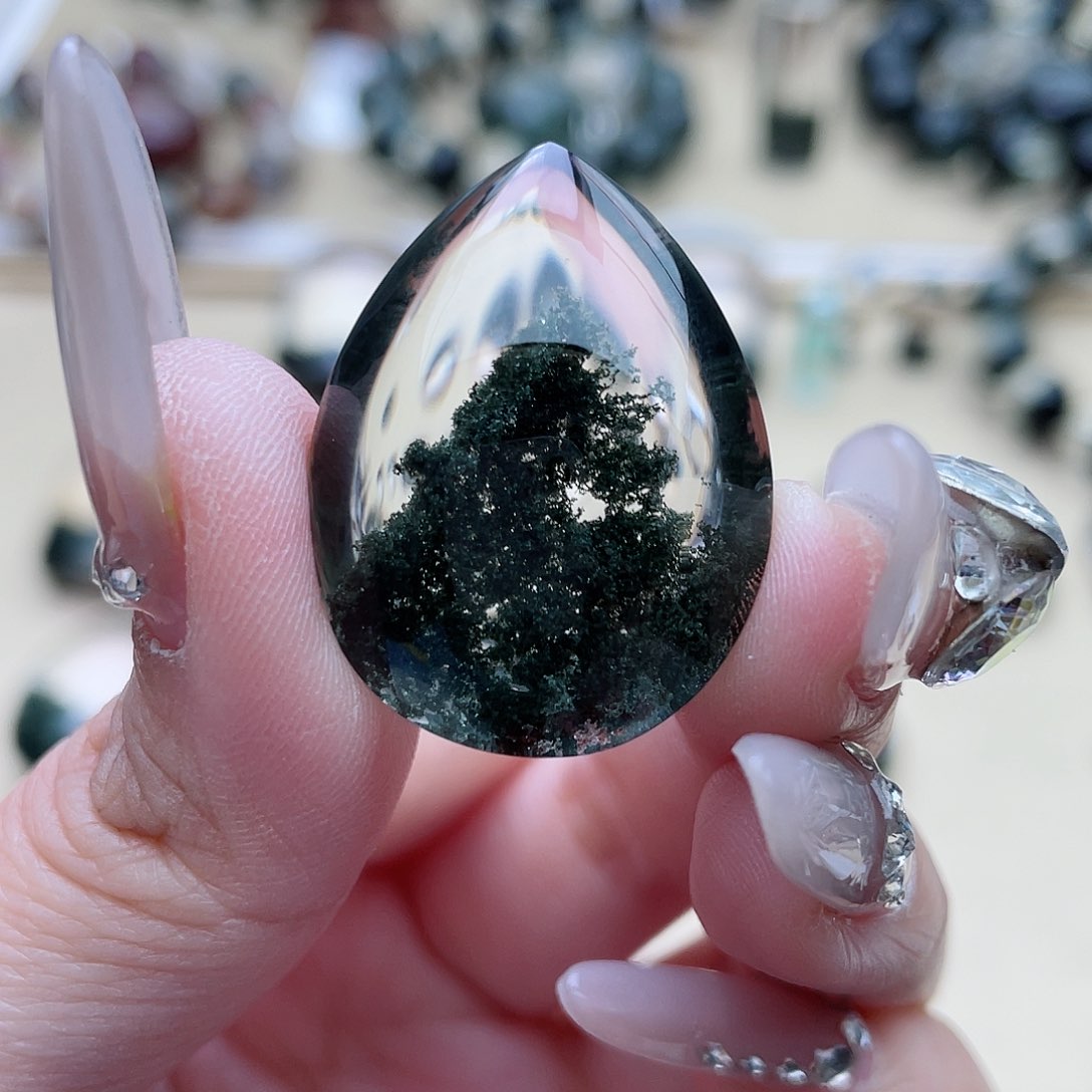 水晶颈饰未镶嵌绿幽灵聚宝盆吊坠