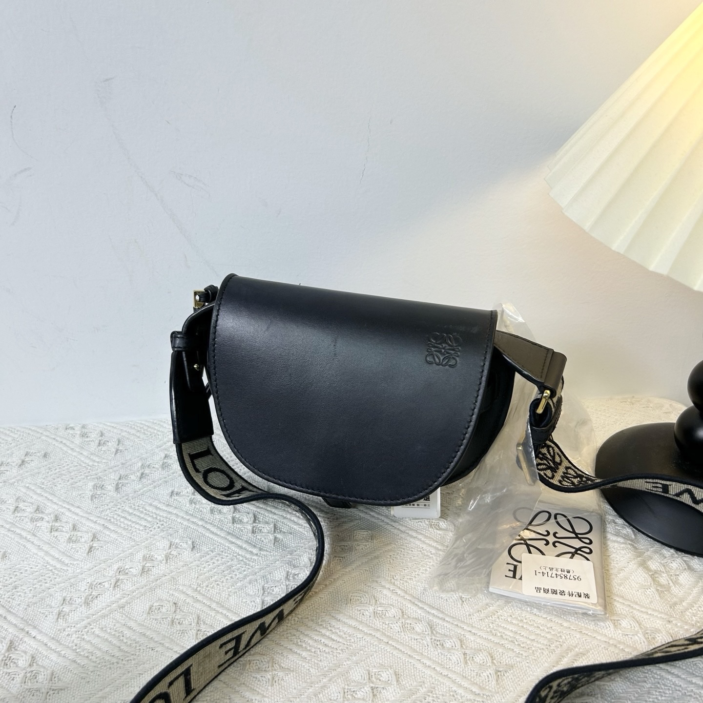 95新 LOEWE/罗意威 黑色gate单肩斜挎包Ss