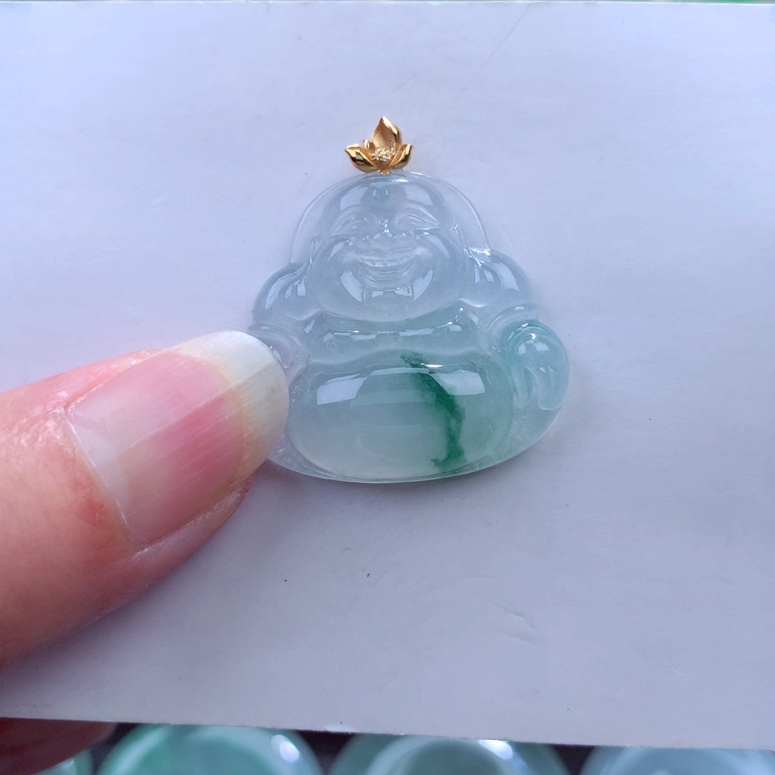 翡翠吊坠(不含链)18K金镶嵌
