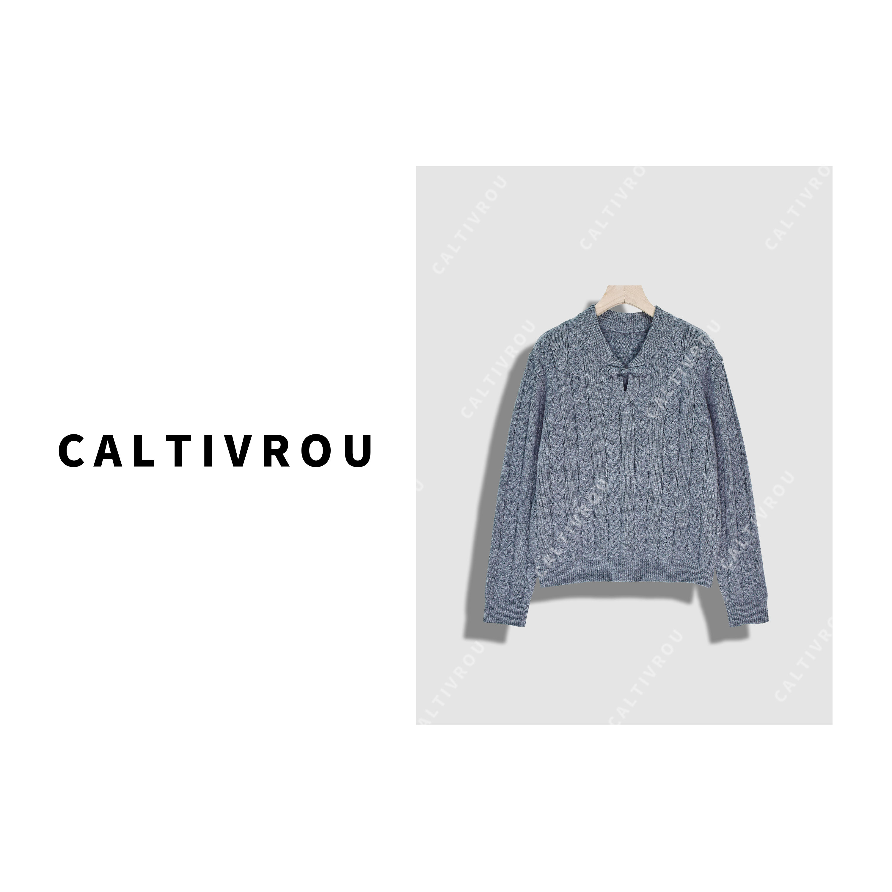 【璐璐】时尚其气质镂空蝴蝶结领麻花针织衫-Y20335