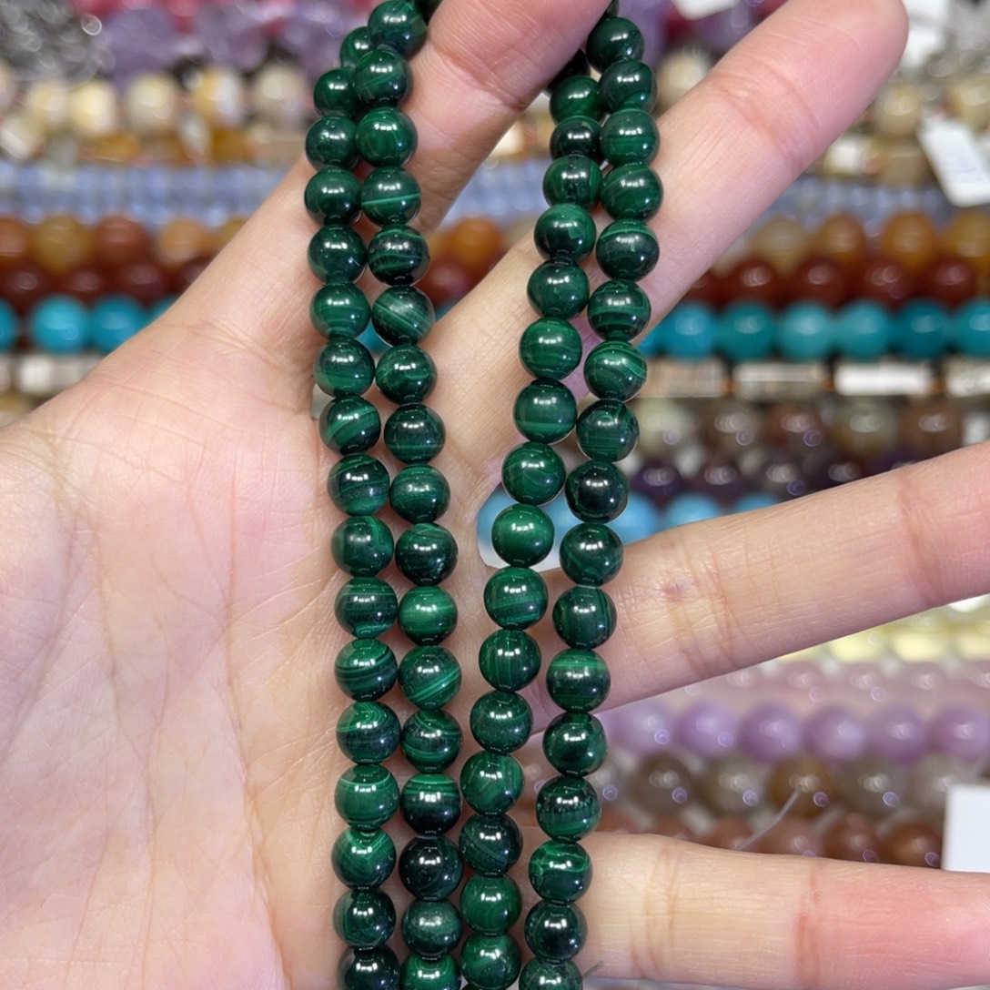 玛瑙/玉髓散珠天然孔雀石卡6➕长条38厘米