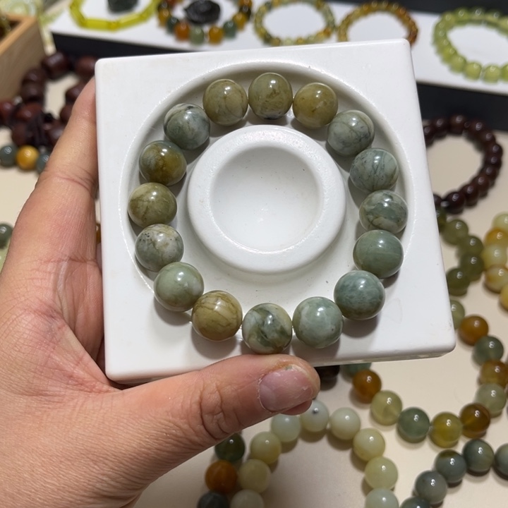 蛇纹石玉未镶嵌手链卡14