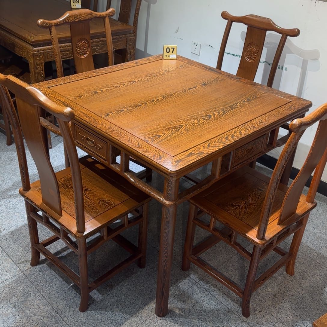鸡翅木类成套家具1米✖️1米高78一桌四椅