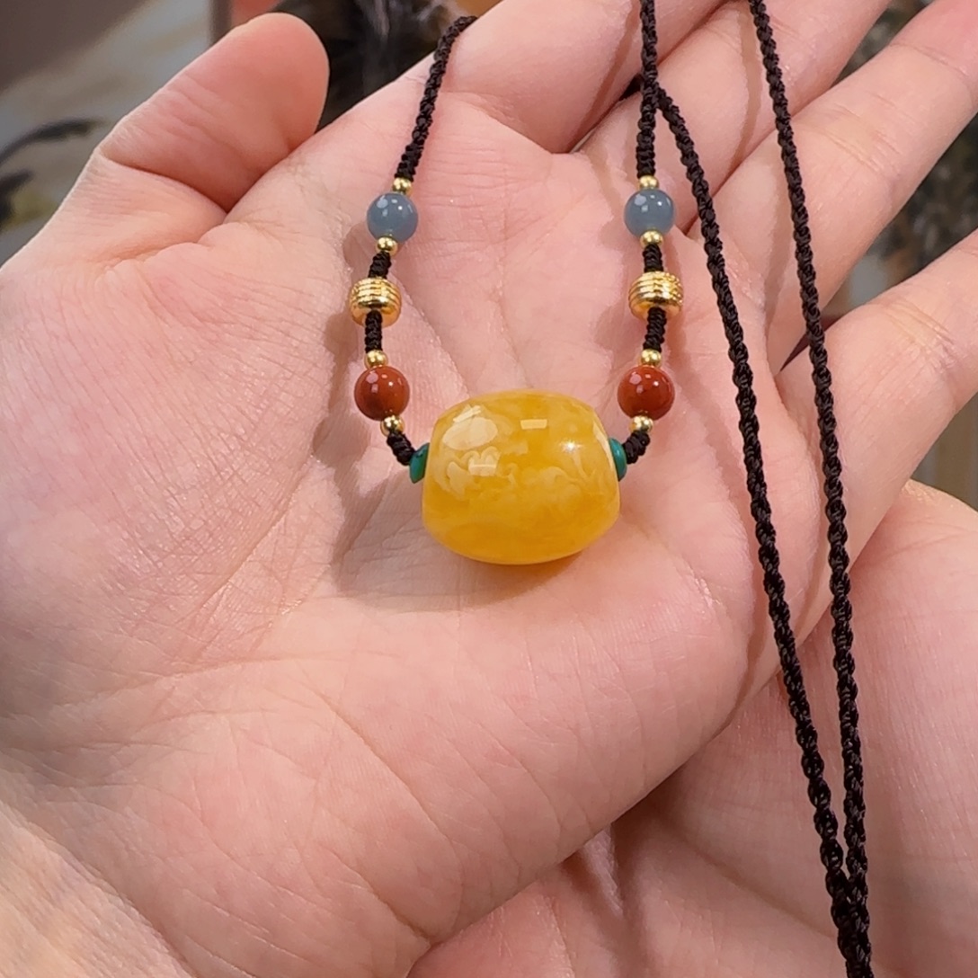 蜜蜡未镶嵌吊坠(赠链)