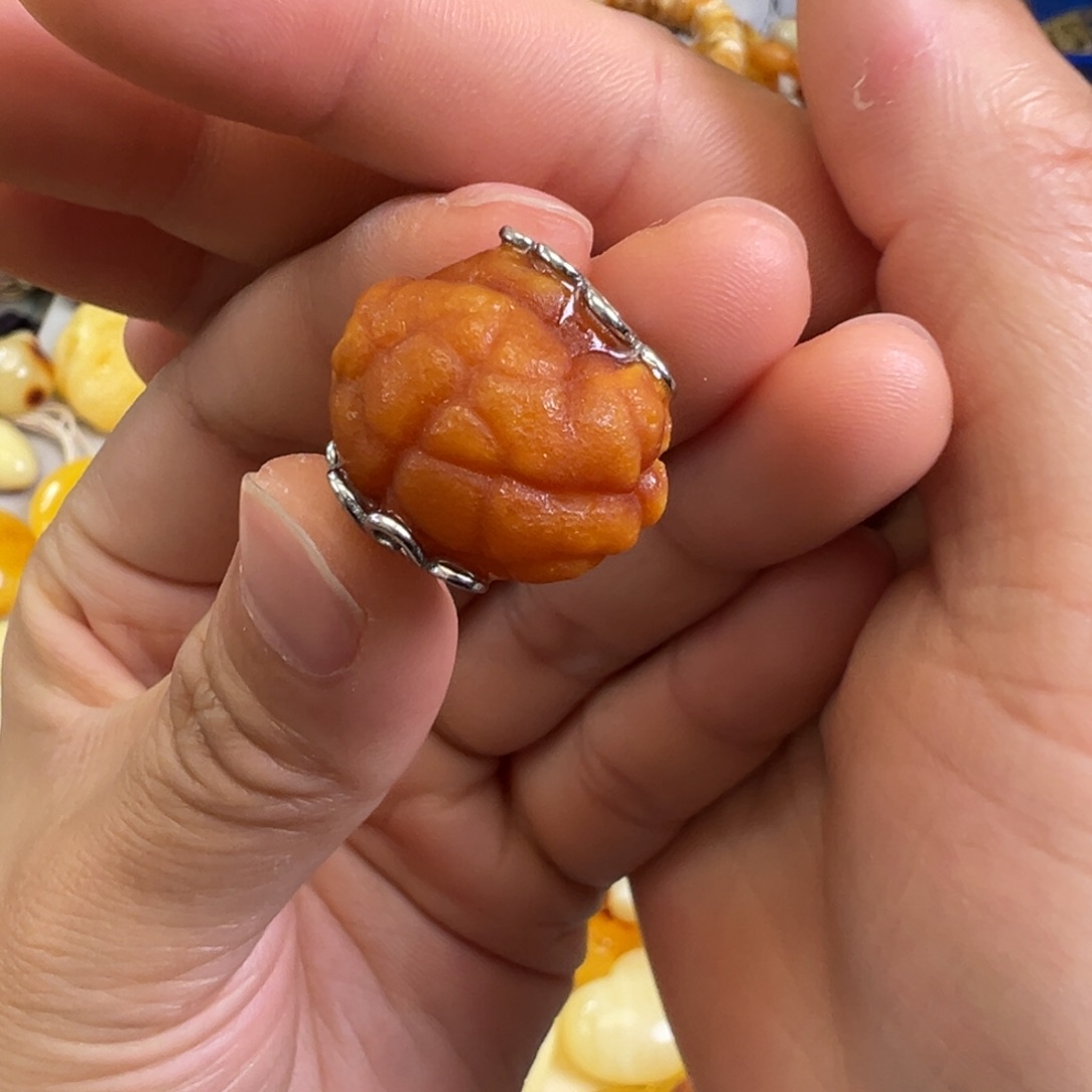 蜜蜡裸石银S925镶嵌蜜蜡