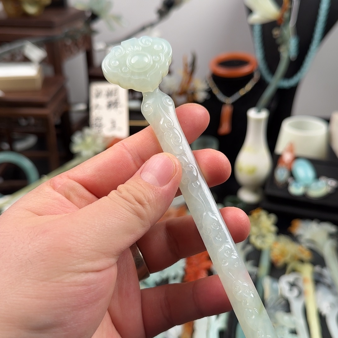 蛇纹石玉未镶嵌发饰