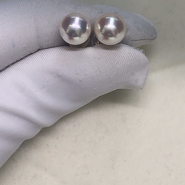 海水珍珠耳钉7.5-818K金镶嵌