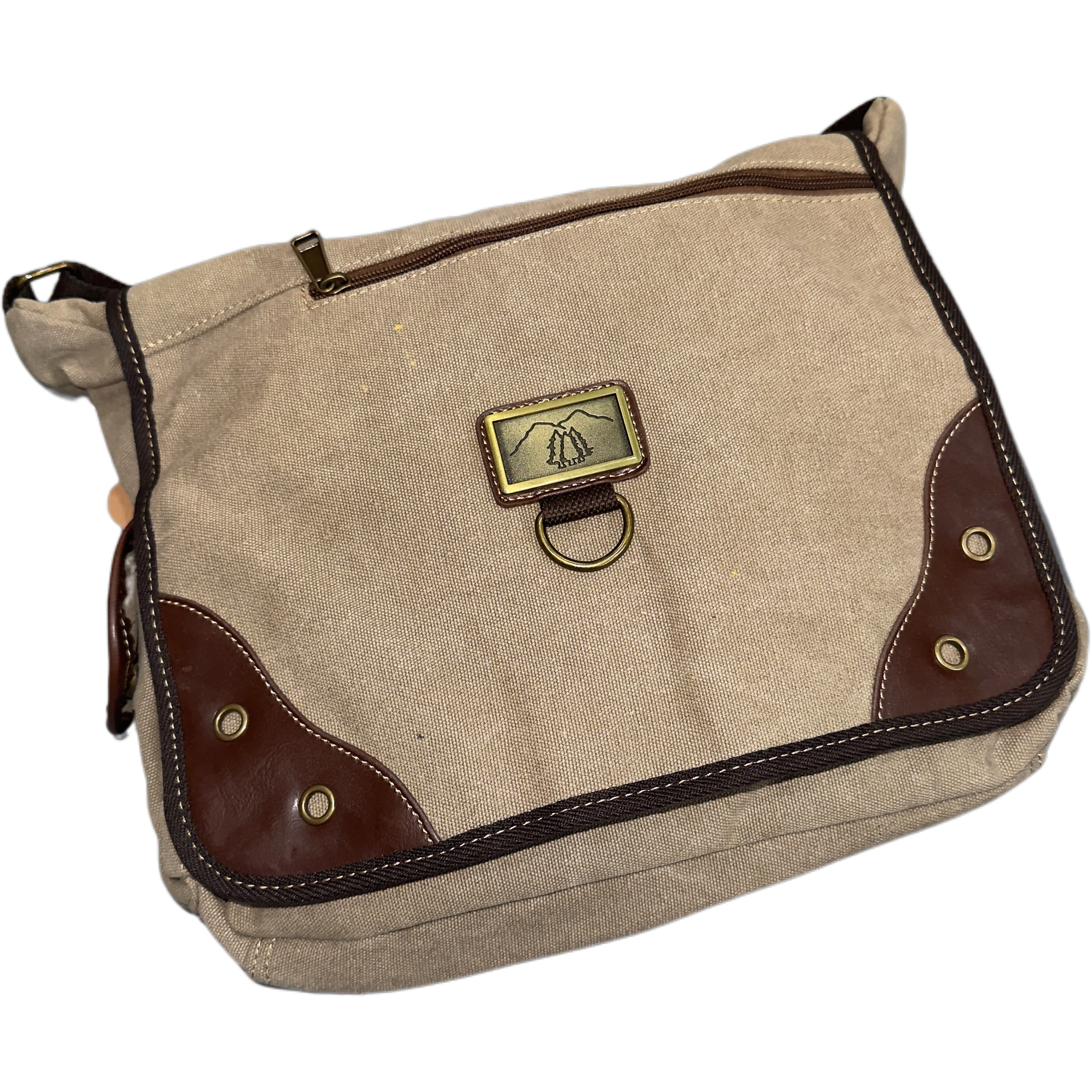 帆布复古作旧斜挎邮差翻盖包包