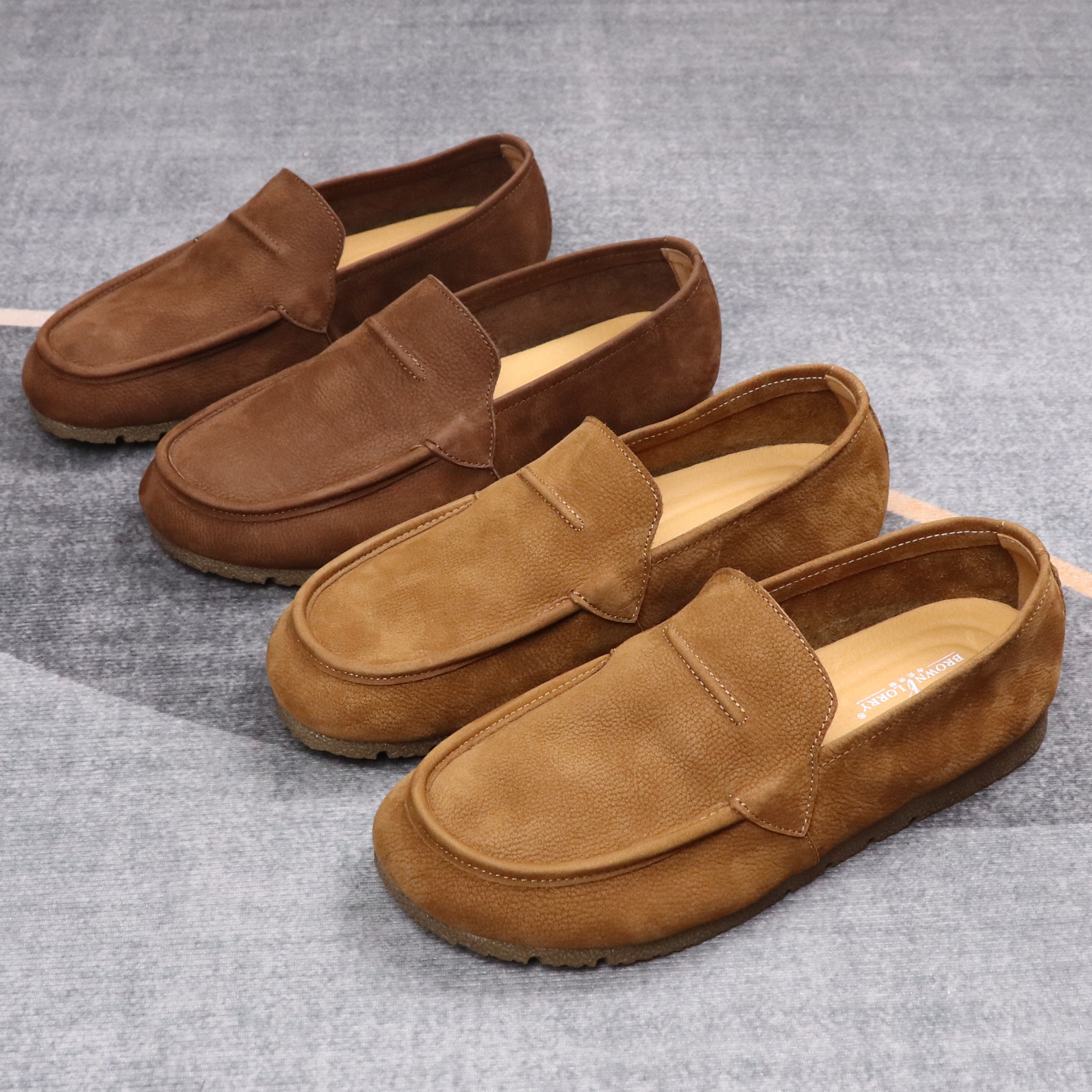 夏季新款一脚蹬豆豆鞋男真皮头层牛皮软皮软底时尚百搭透气男鞋