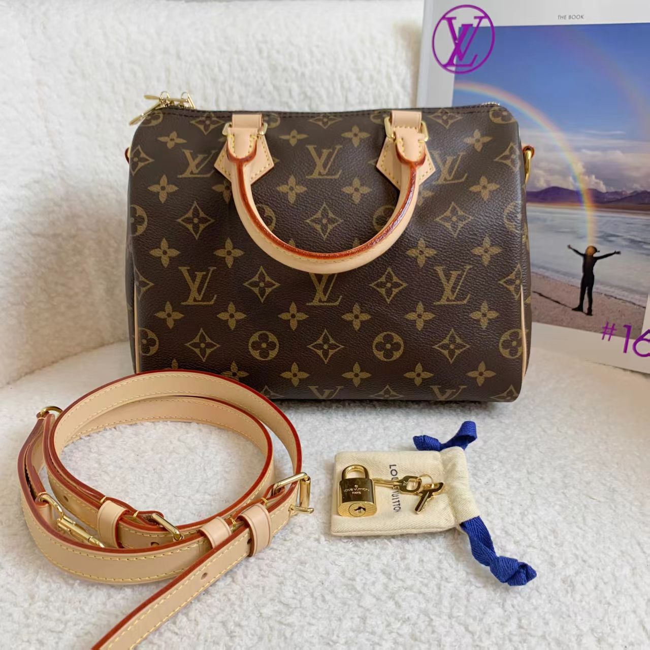 99新 LouisVuitton/路易威登 壹臻/老花speedy25单肩包94441138