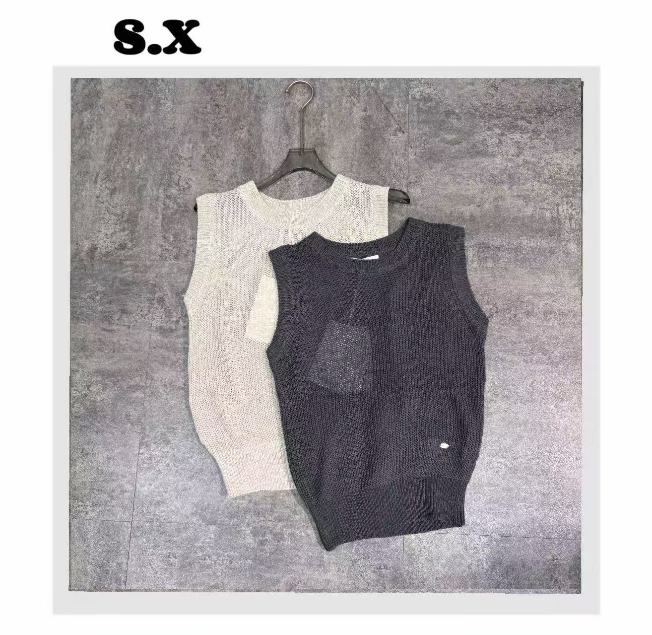 S.X 2025春夏新款 天丝亚麻针织背心