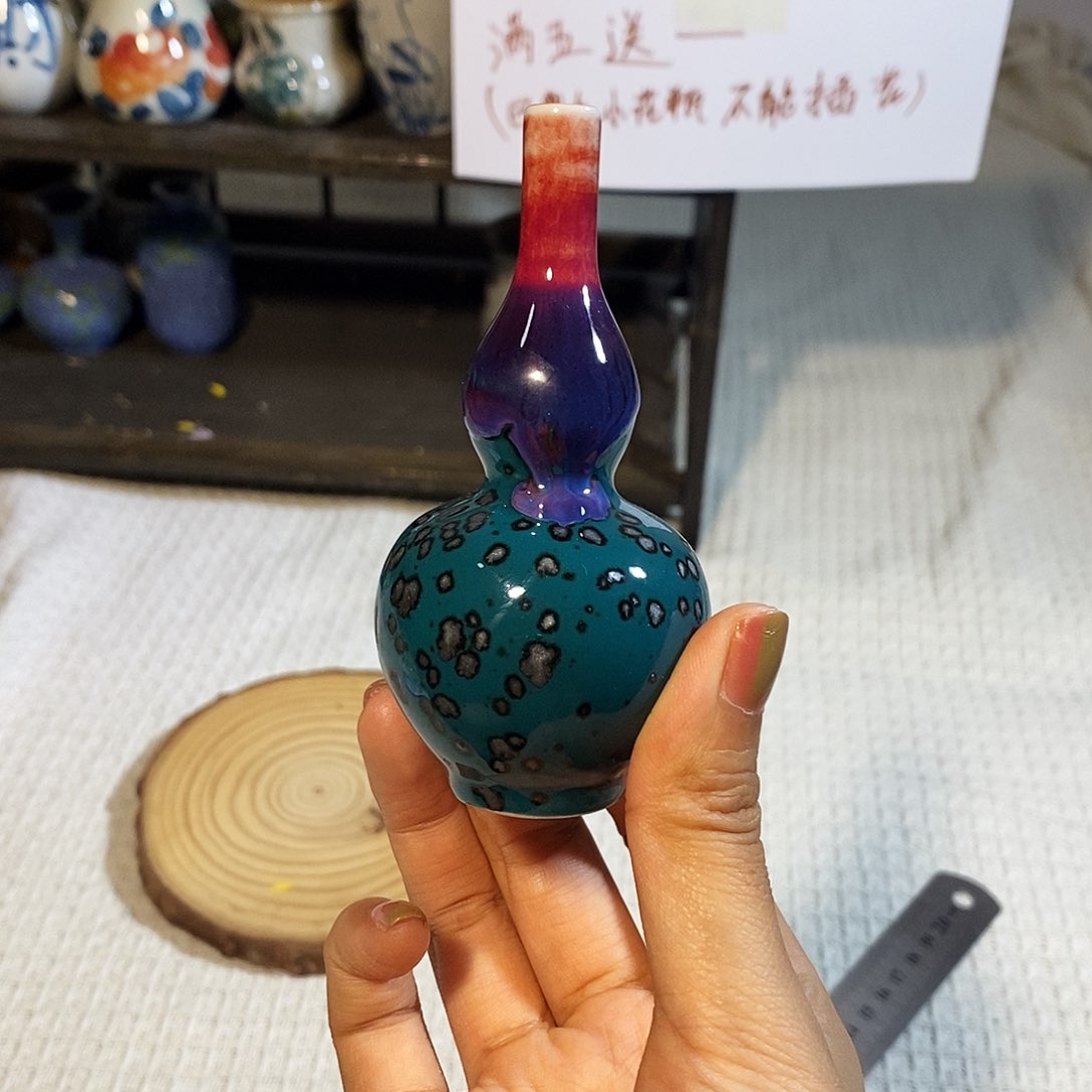 摆件巴掌大不插花景德镇高温陶瓷小花器