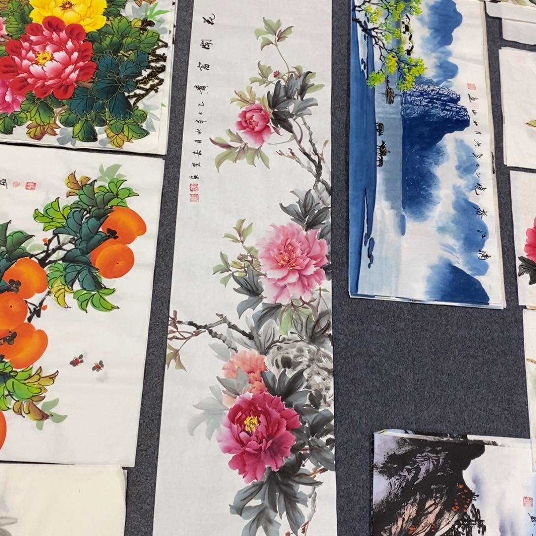 国画夜*沉尺寸140✖️35四尺对开手绘画