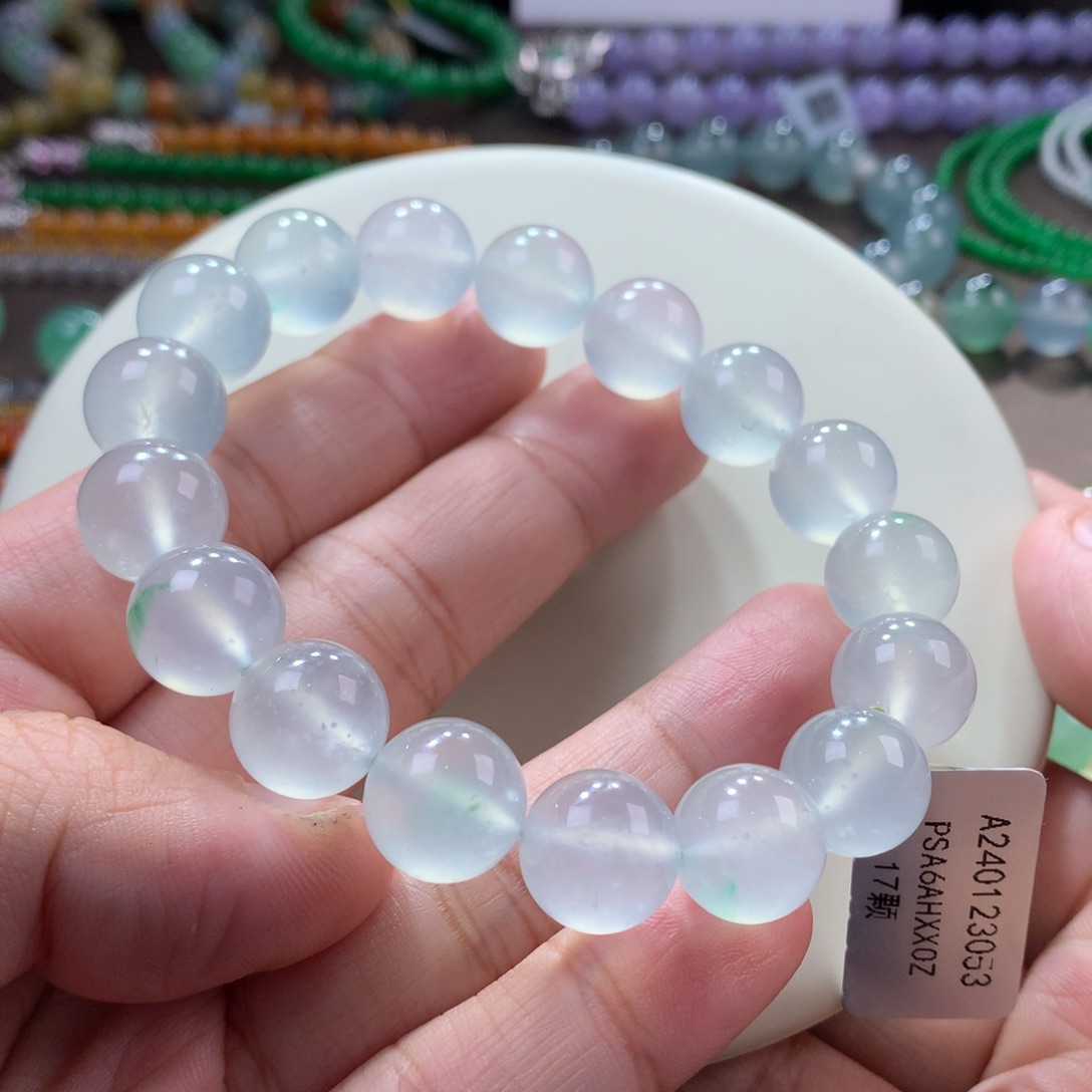 翡翠手链未镶嵌木那玻璃白冰