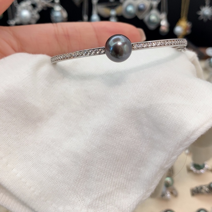 银S925镶嵌手镯海水珍珠