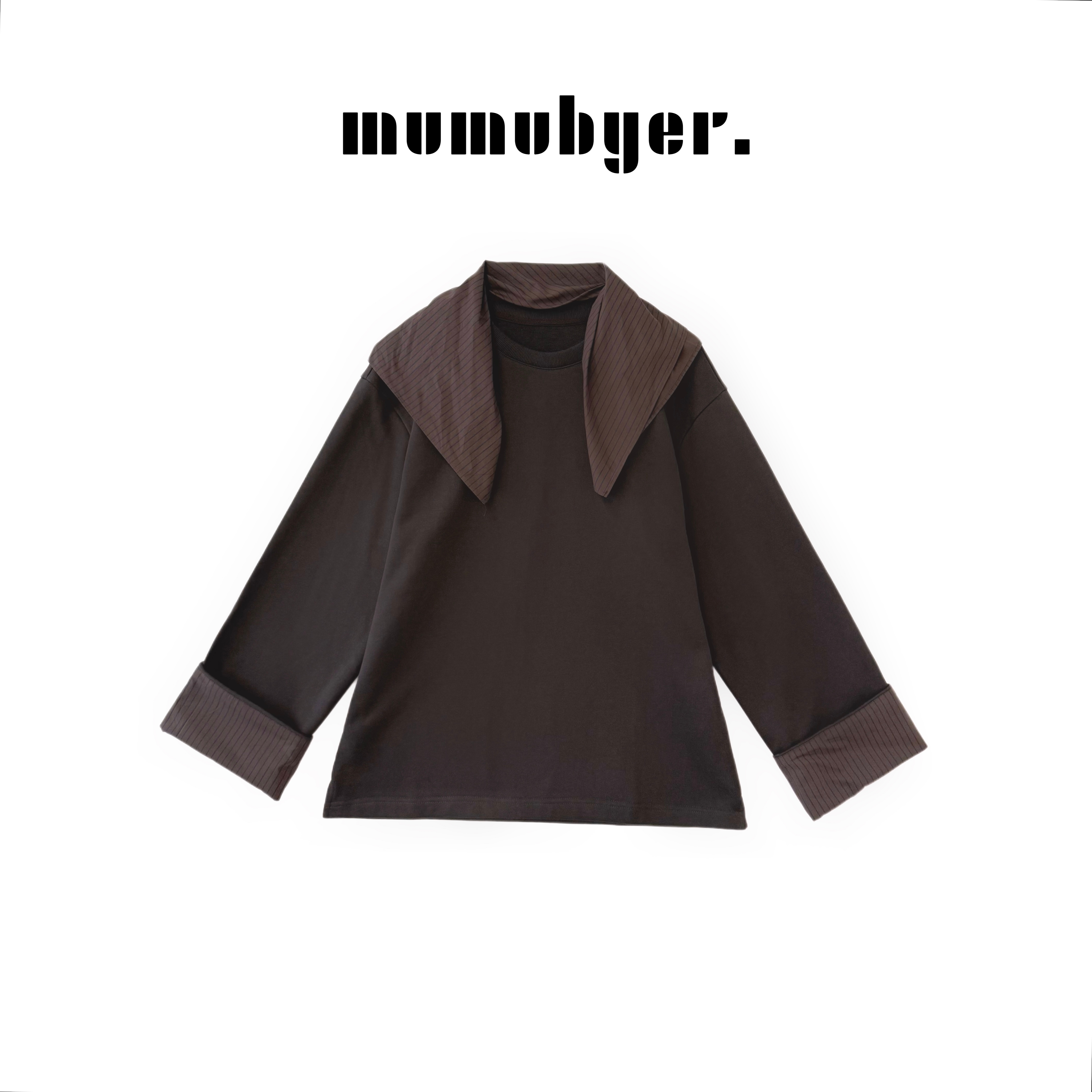 MUMUBYER •“梦回罗马”设计感拼接条纹可拆卸三角巾上衣