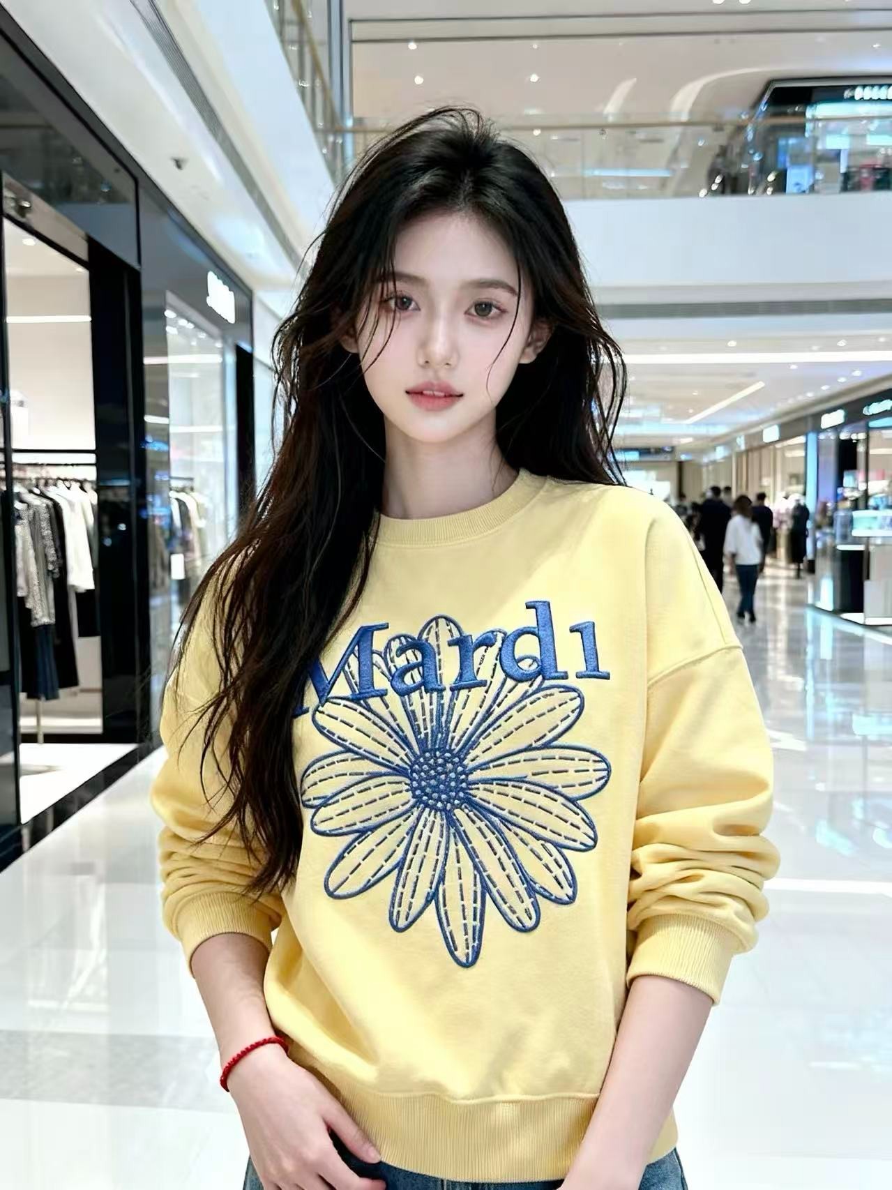 显瘦中长款女卫衣休闲2025圆领棉质卫衣女款爆款2025mardi卫衣