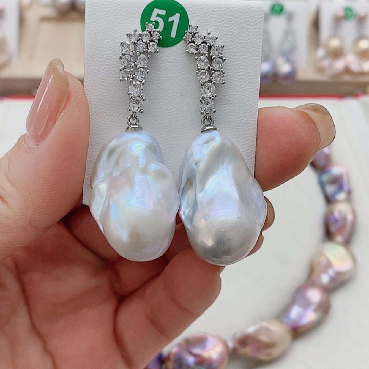 【闪购商品】淡水珍珠耳饰银S925镶嵌柔*