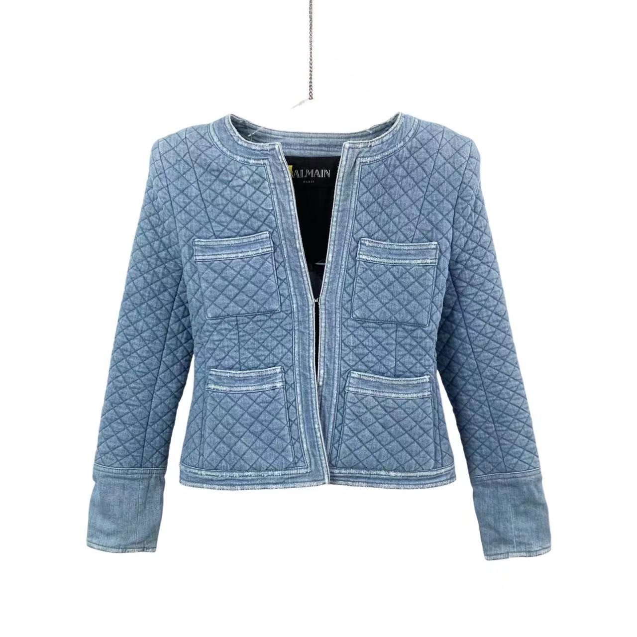 95新 BALMAIN/巴尔曼   aa一三零九 棉 蓝色水洗外套 34码 95新