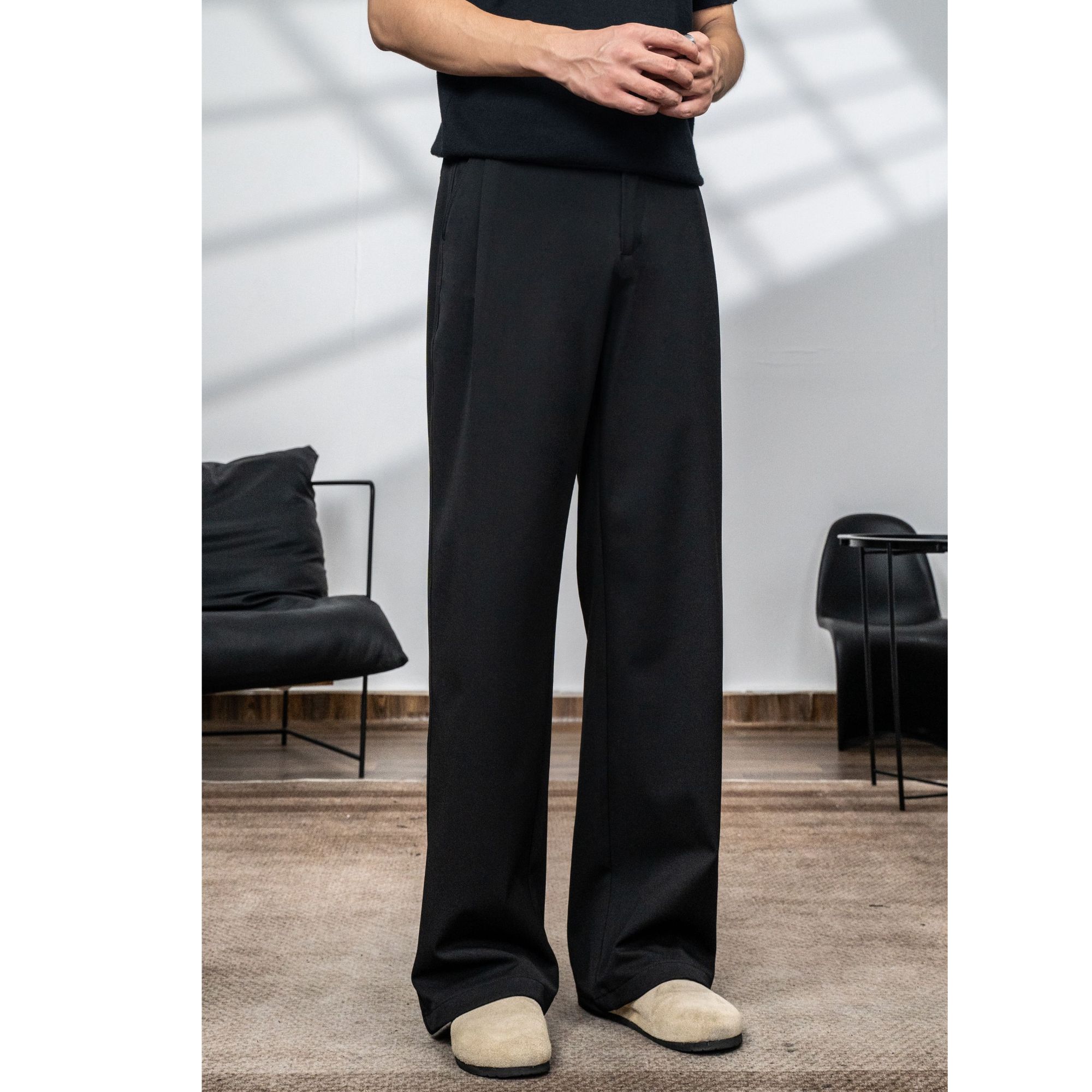 3-in-o【三本针2.0】春秋季垂感直筒休闲裤男女坠感宽松西装裤-8888