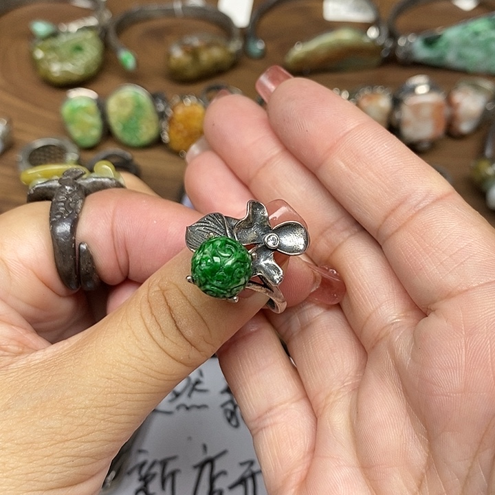 开***姐银S925镶嵌手串翡翠008