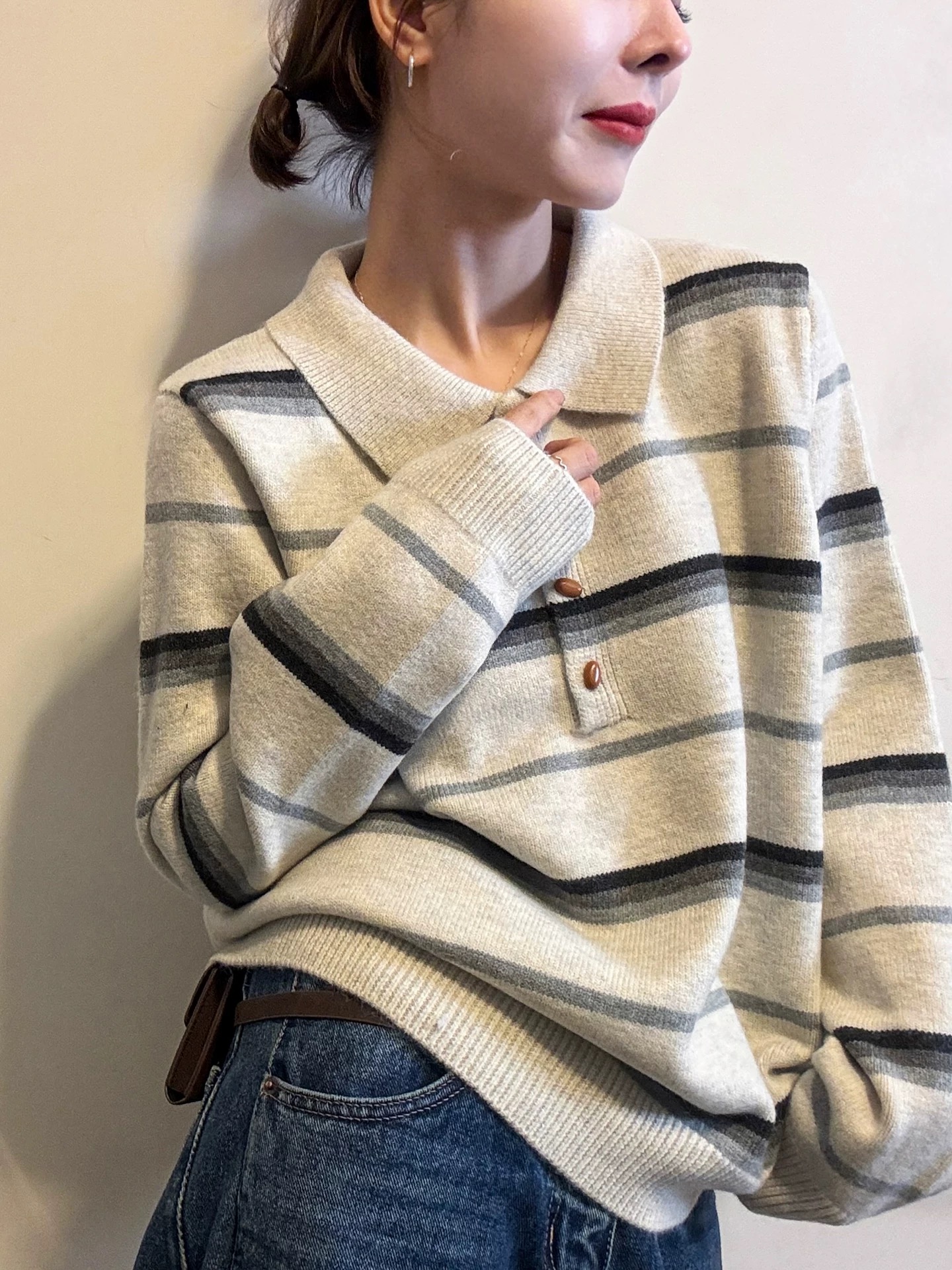 200斤针织大码秋季女长袖韩系毛针织衫网红时尚百搭女装翻领1339