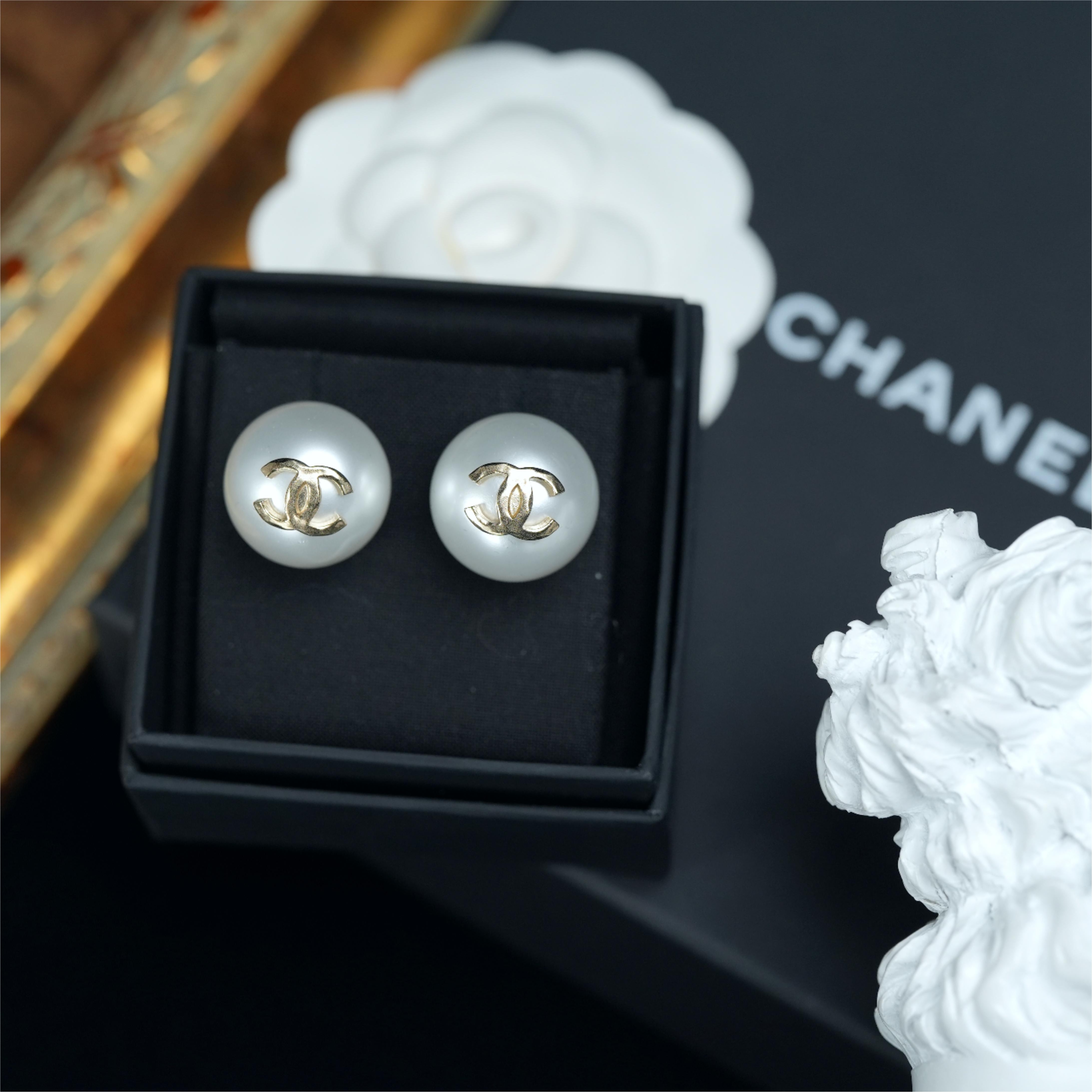 95新 Chanel/香奈儿 柚礼中古/香奈儿胖丁珍珠耳钉LZ511485