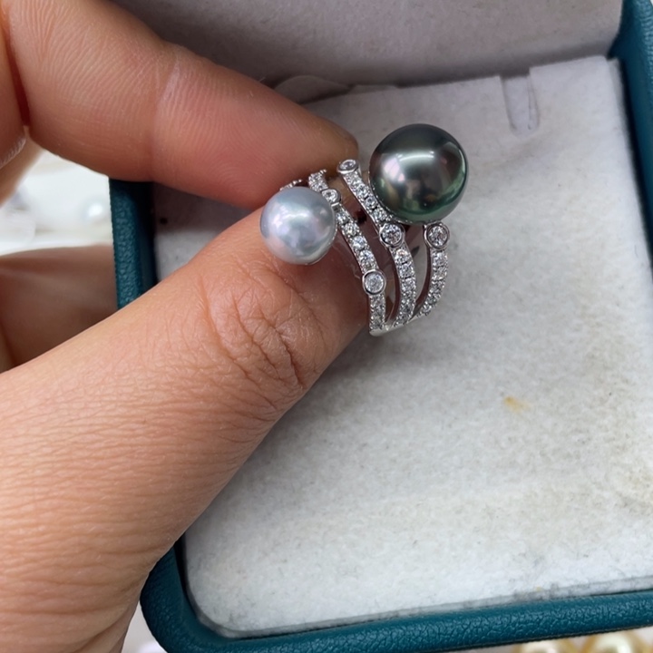 海水珍珠戒指银S925镶嵌