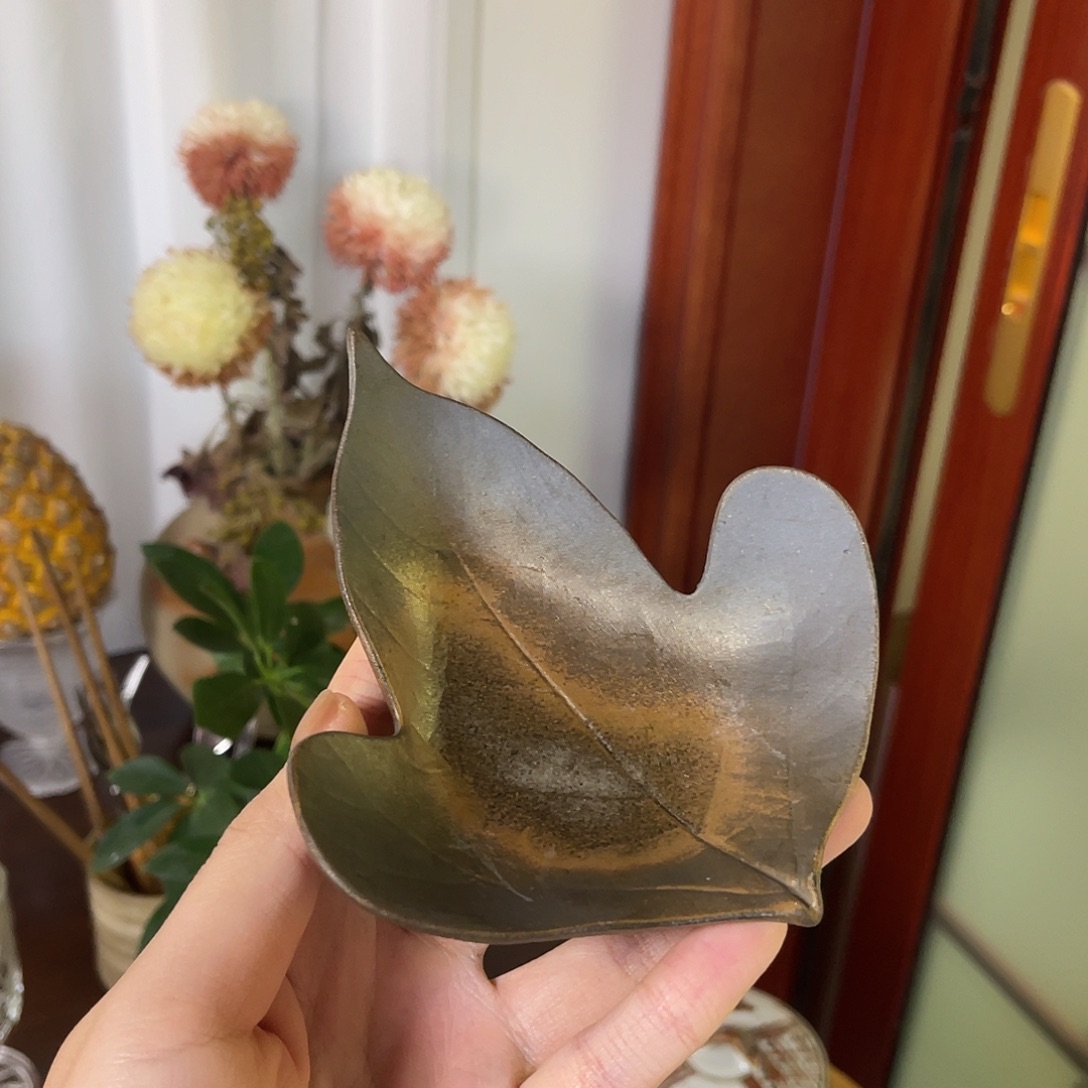 瓷片越前烧枫叶型异形小盘15