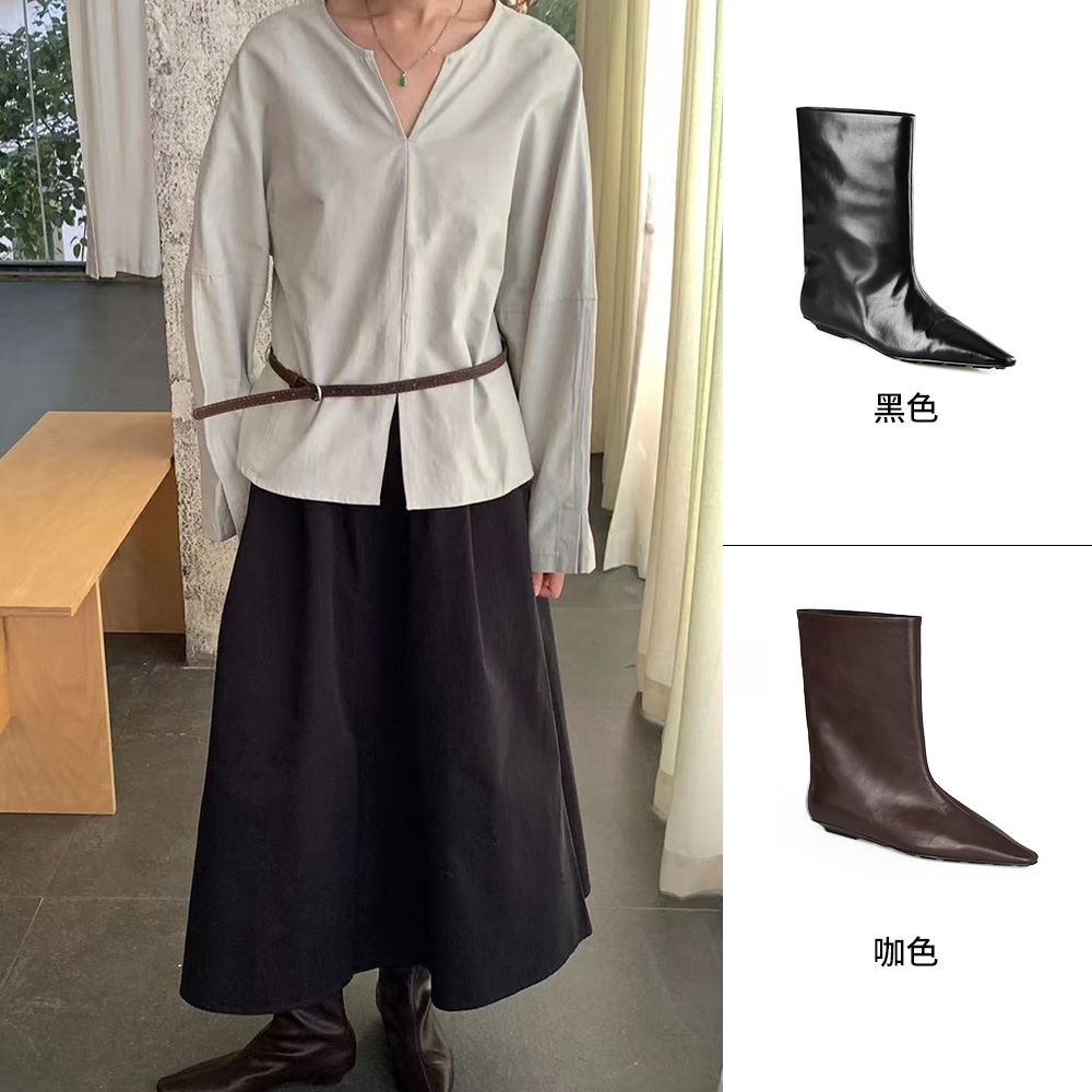 MY WANTS 25秋冬新款平底坡跟真皮短靴时尚气质靴子MW2A1101-157