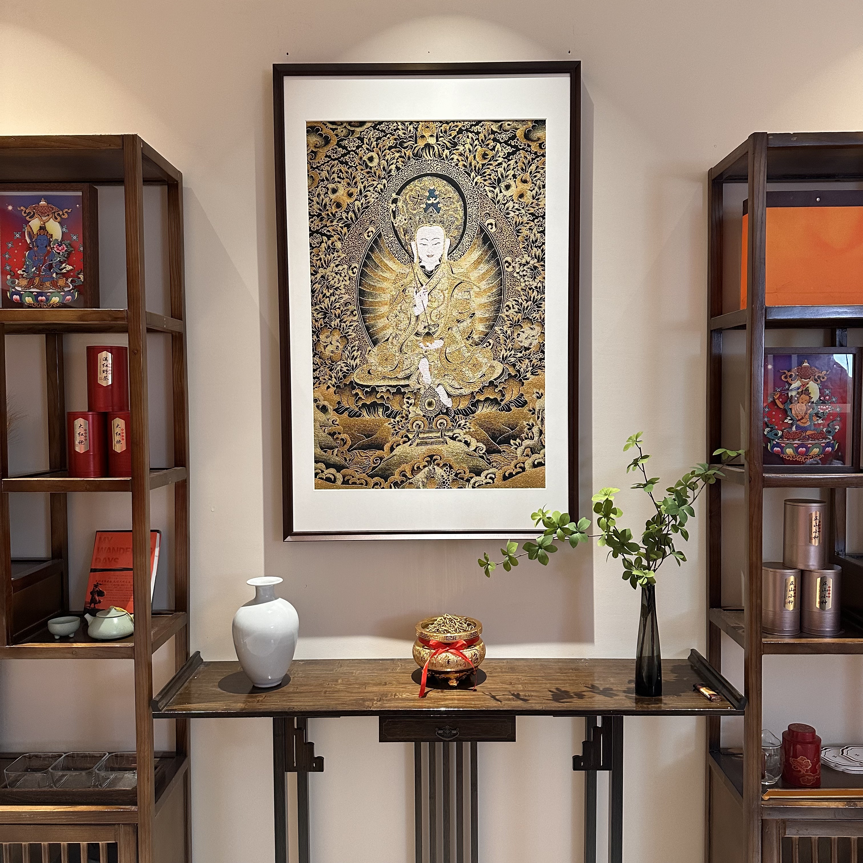 大漠.梵尘-刺绣材质【地藏王菩萨】挂画茶室挂画书房挂画刺绣画