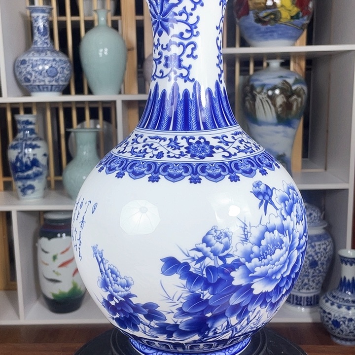 摆件无*～青花牡丹釉下彩尚瓶