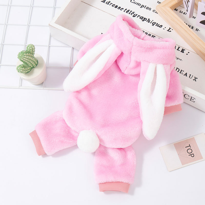 宠物兔子变身装狗狗衣服猫咪服饰秋冬保暖四脚棉衣卡通变身装批发