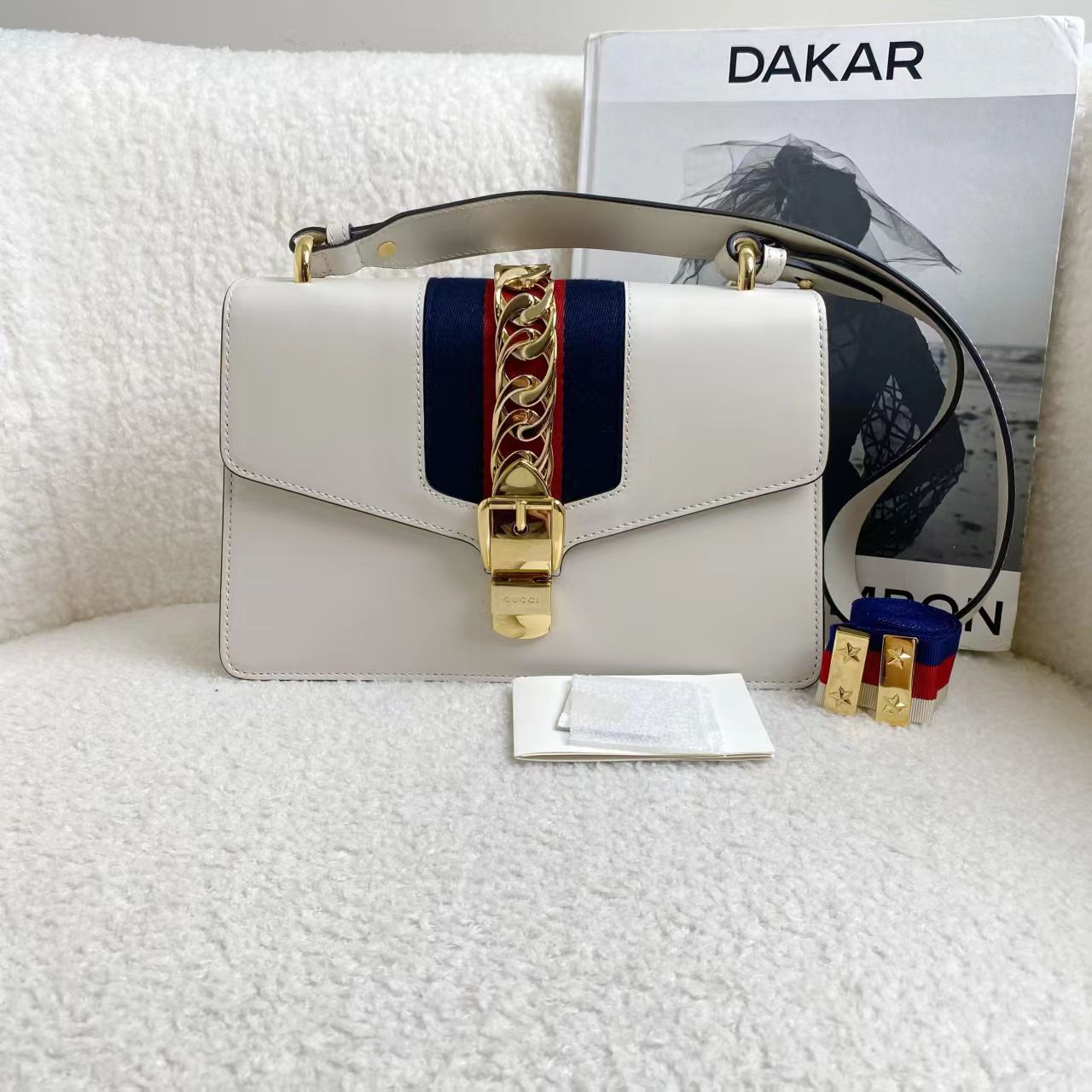 99新 GUCCI/古驰 壹臻/白金塞尔维亚/中号/12期免息/ 18261607