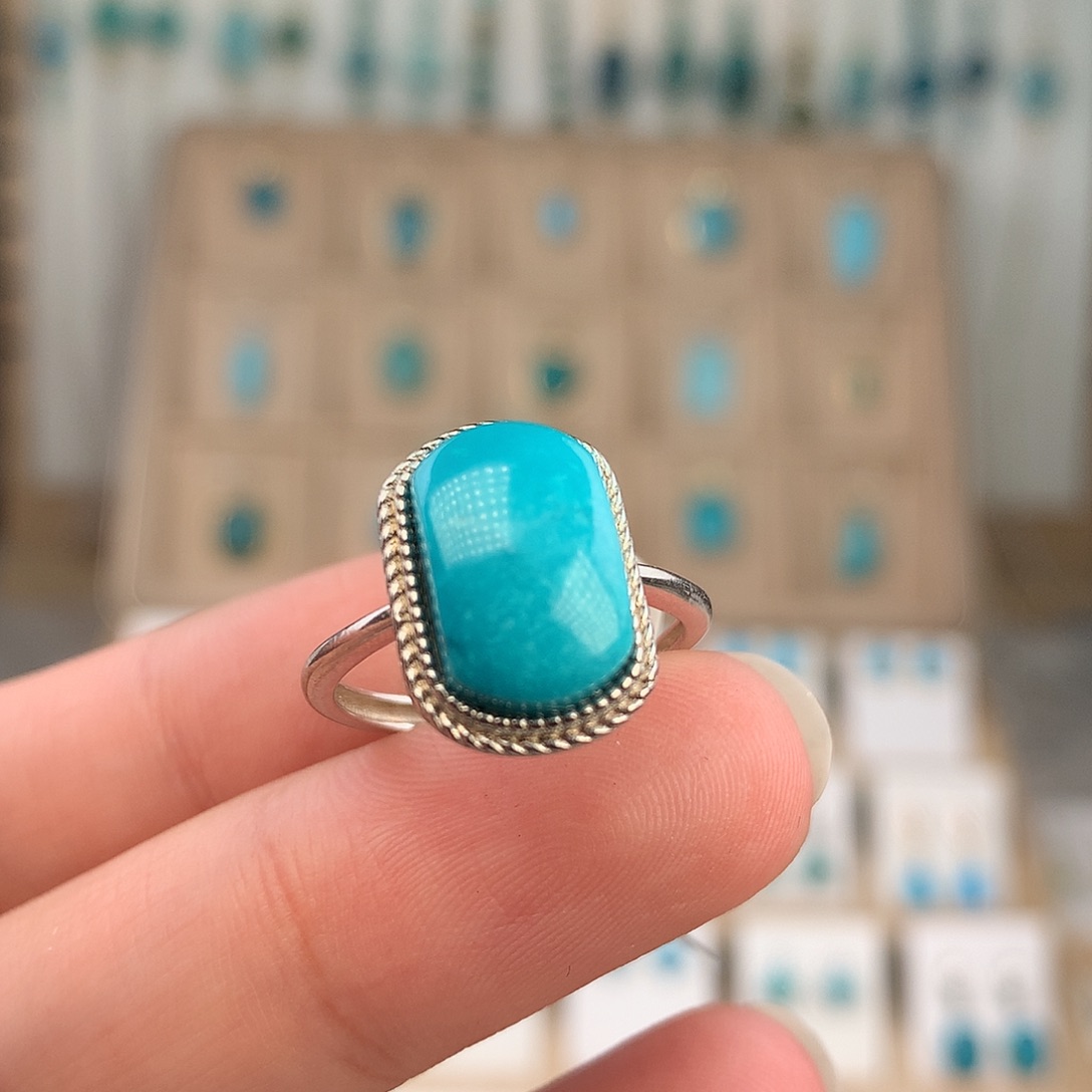 绿松石银S925镶嵌戒指