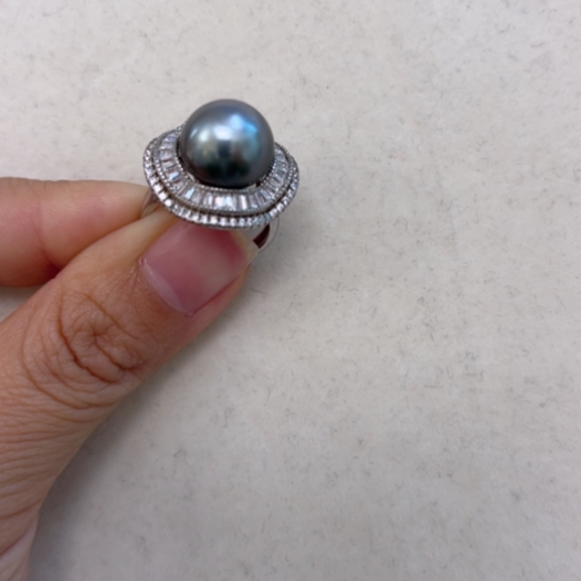 【闪购商品】海水珍珠戒圈银S925镶嵌11.9mm