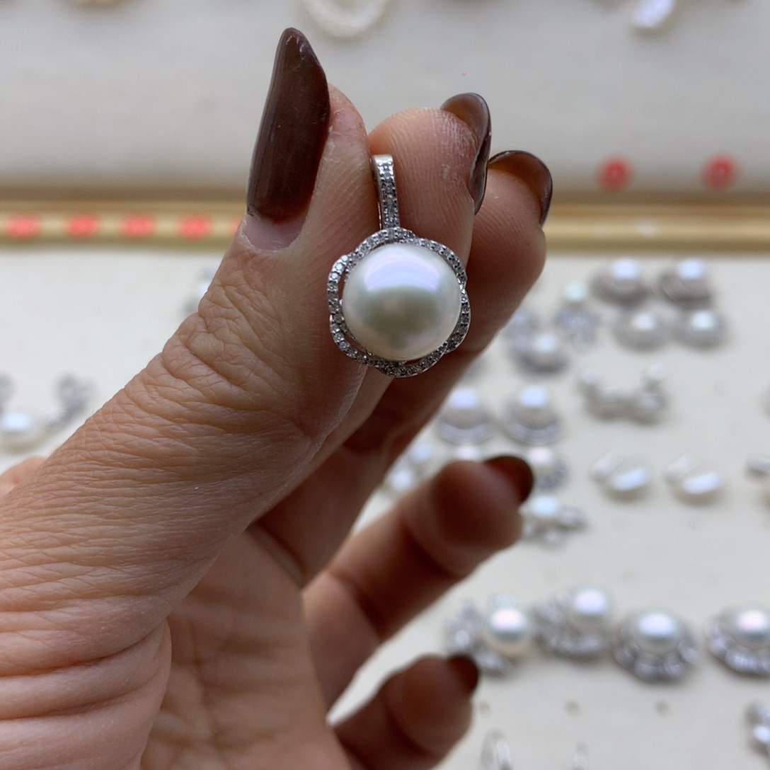 淡水珍珠吊坠(不含链)银S925镶嵌