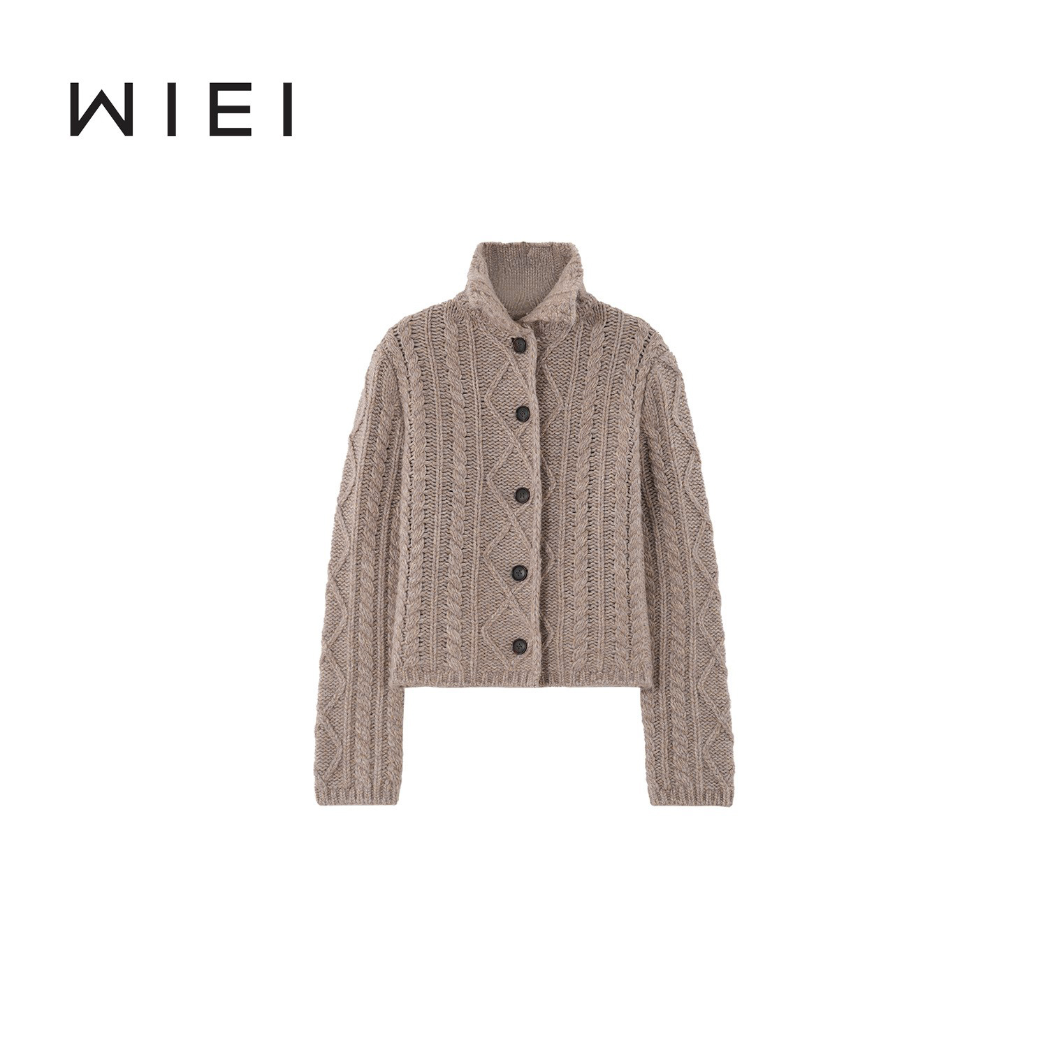 《WI EI》DU家定制 羊驼毛澳毛粗棒针混色绞花针织毛衣外W25209058