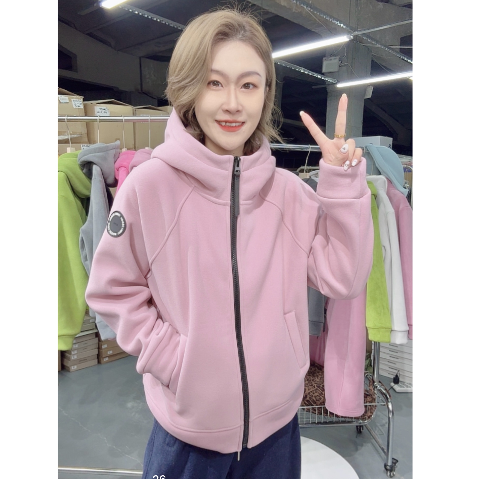 【Mm】冬款上新！慕斯羊绒加绒加厚连帽拉链外套