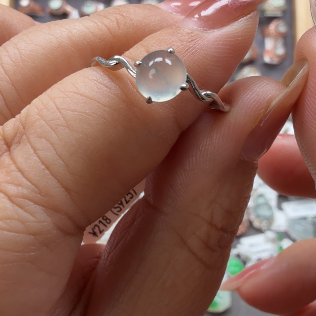 翡翠银S925镶嵌戒指8054