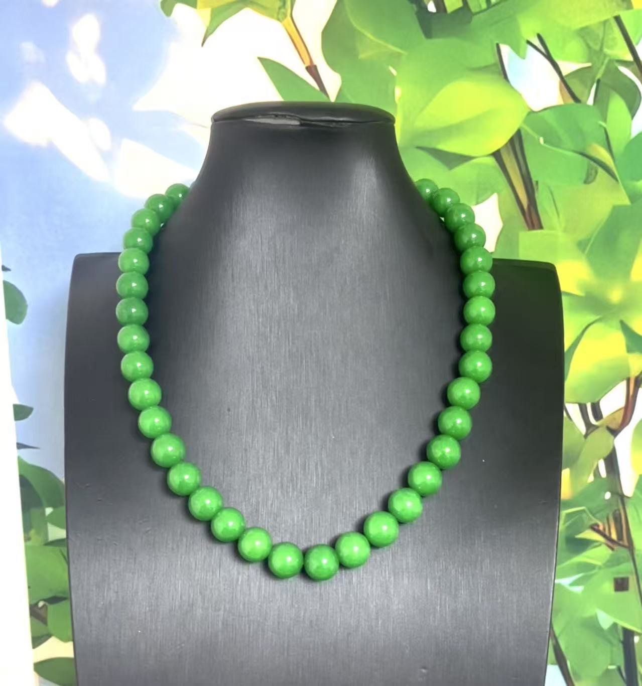 翡翠项链12mm14k金