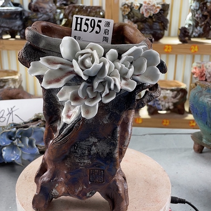 紫砂花盆景德镇陶瓷595