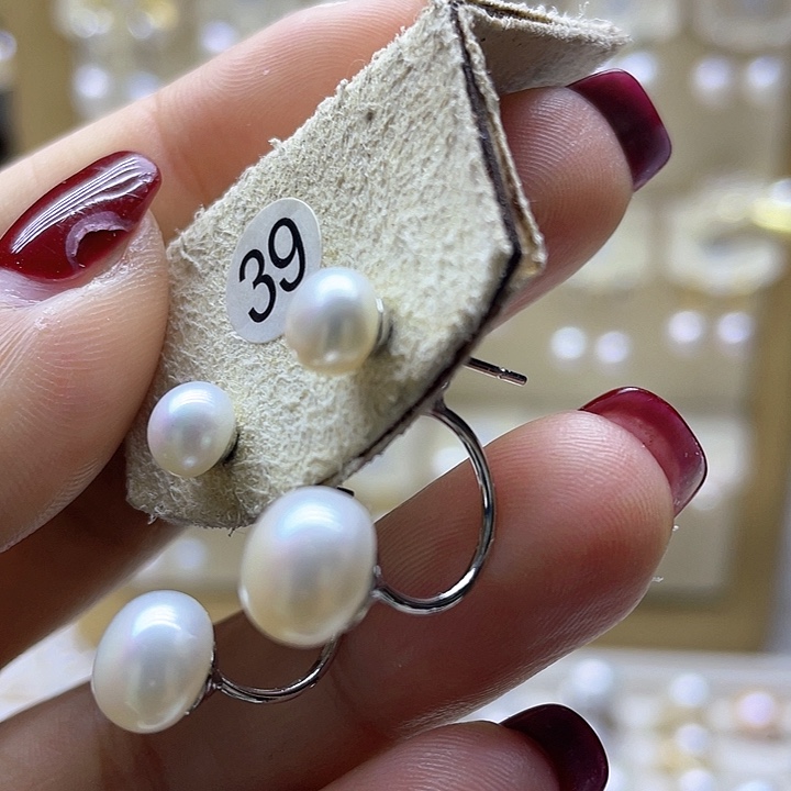 淡水珍珠耳饰银S925镶嵌