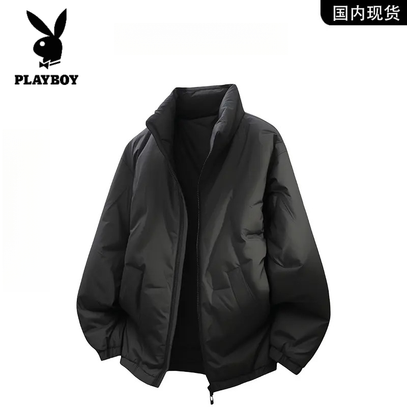 【品牌现货】花花公子秋冬新款大码立领宽松保暖白鸭绒羽绒服男款潮