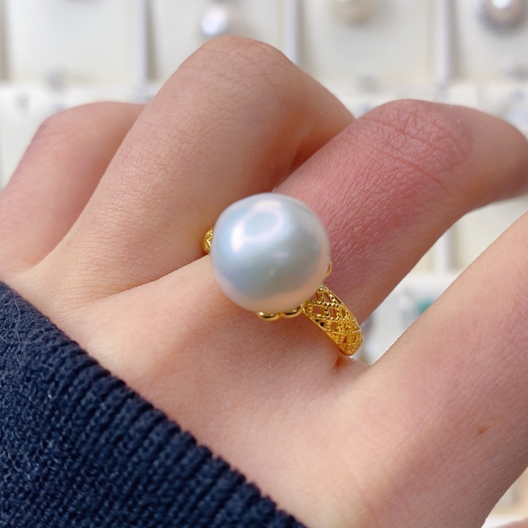 淡水珍珠戒指合金