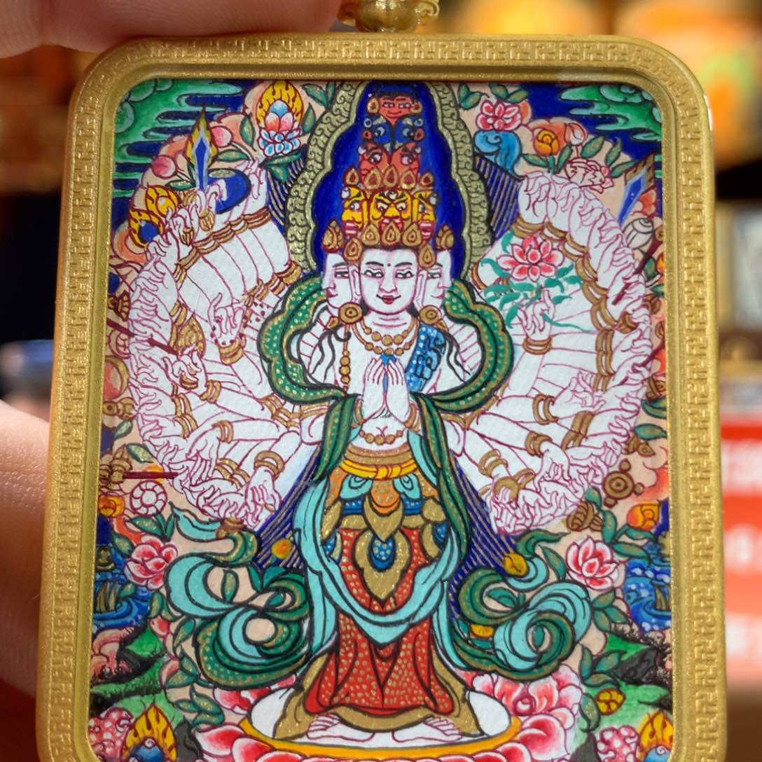 吊坠热贡纯手绘唐卡千手作品